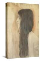 Girl with Long Hair in Profile-Gustav Klimt-Stretched Canvas