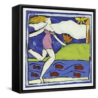Girl with Lotus Flower-Leslie Xuereb-Framed Stretched Canvas
