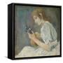 Girl with Mandolin, 1889 (Oil on Canvas)-Berthe Morisot-Framed Stretched Canvas