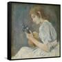 Girl with Mandolin, 1889 (Oil on Canvas)-Berthe Morisot-Framed Stretched Canvas