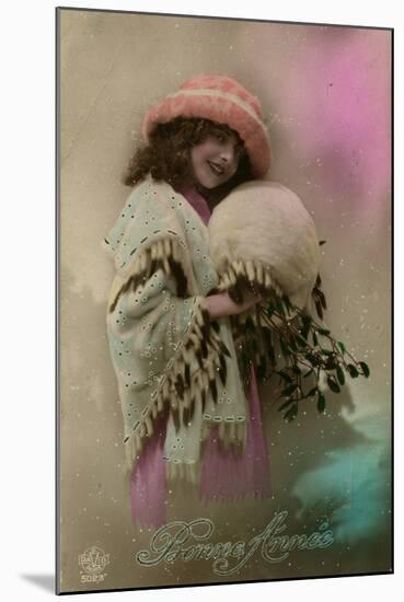 Girl with Muff-null-Mounted Photographic Print