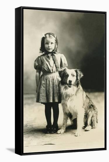 Girl with Mutt-null-Framed Stretched Canvas