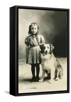 Girl with Mutt-null-Framed Stretched Canvas