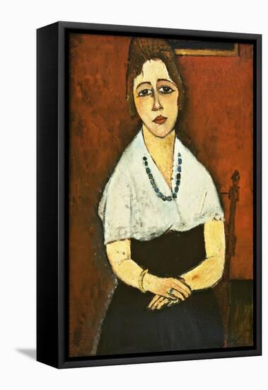 Girl with Necklace (Elena Picard)-Amedeo Modigliani-Framed Stretched Canvas