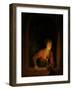 Girl with Oil Lamp at a Window-Gerard Dou-Framed Art Print