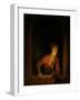 Girl with Oil Lamp at a Window-Gerard Dou-Framed Art Print