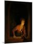 Girl with Oil Lamp at a Window-Gerard Dou-Mounted Art Print