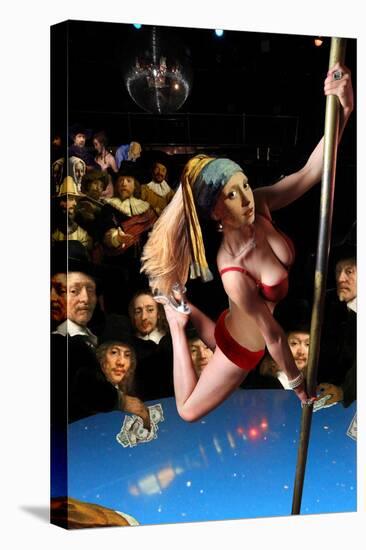 Girl with Pearl Earring and Pole-Barry Kite-Stretched Canvas