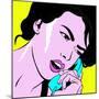 Girl with Phone Pop Art-NatalieBurrows-Mounted Premium Giclee Print