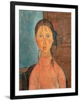 Girl with Pigtails, 1918-Amedeo Modigliani-Framed Giclee Print