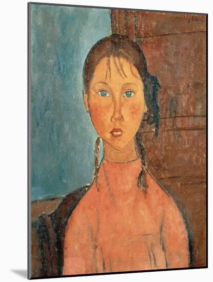 Girl with Pigtails, 1918-Amedeo Modigliani-Mounted Giclee Print