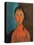 Girl with Pigtails, circa 1918-Amedeo Modigliani-Stretched Canvas