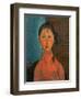 Girl with Pigtails, circa 1918-Amedeo Modigliani-Framed Giclee Print