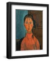 Girl with Pigtails, circa 1918-Amedeo Modigliani-Framed Giclee Print