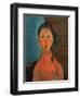 Girl with Pigtails, circa 1918-Amedeo Modigliani-Framed Giclee Print