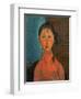 Girl with Pigtails, circa 1918-Amedeo Modigliani-Framed Giclee Print