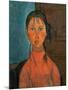 Girl with Pigtails, circa 1918-Amedeo Modigliani-Mounted Giclee Print