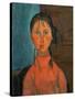 Girl with Pigtails, circa 1918-Amedeo Modigliani-Stretched Canvas