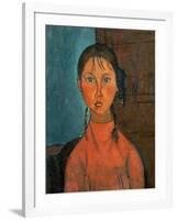 Girl with Pigtails, circa 1918-Amedeo Modigliani-Framed Giclee Print