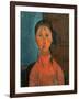 Girl with Pigtails, circa 1918-Amedeo Modigliani-Framed Giclee Print