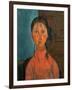 Girl with Pigtails, circa 1918-Amedeo Modigliani-Framed Giclee Print