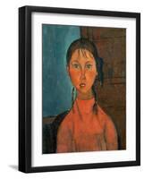 Girl with Pigtails, circa 1918-Amedeo Modigliani-Framed Giclee Print