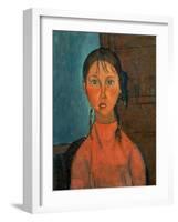 Girl with Pigtails, circa 1918-Amedeo Modigliani-Framed Giclee Print