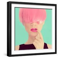 Girl with Pink Hair. Fashionable Trend-Evgeniya Porechenskaya-Framed Photographic Print