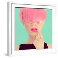 Girl with Pink Hair. Fashionable Trend-Evgeniya Porechenskaya-Framed Photographic Print