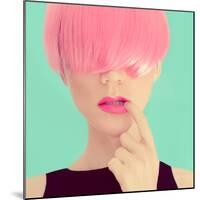 Girl with Pink Hair. Fashionable Trend-Evgeniya Porechenskaya-Mounted Photographic Print