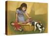 Girl with Puppy-David Lindsley-Stretched Canvas