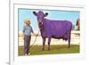 Girl with Purple Cow-null-Framed Premium Giclee Print