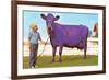 Girl with Purple Cow-null-Framed Premium Giclee Print