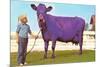 Girl with Purple Cow-null-Mounted Premium Giclee Print