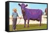 Girl with Purple Cow-null-Framed Stretched Canvas