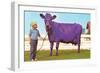 Girl with Purple Cow-null-Framed Art Print