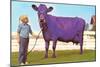 Girl with Purple Cow-null-Mounted Art Print