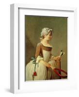 Girl with Racket and Shuttlecock, c.1740-Jean-Baptiste Simeon Chardin-Framed Premium Giclee Print