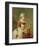 Girl with Racket and Shuttlecock, c.1740-Jean-Baptiste Simeon Chardin-Framed Giclee Print