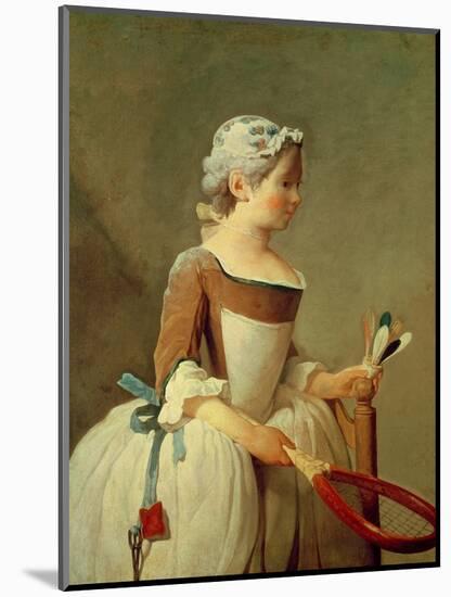 Girl with Racket and Shuttlecock, c.1740-Jean-Baptiste Simeon Chardin-Mounted Giclee Print