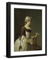 Girl with Racket and Shuttlecock, c.1740-Jean-Baptiste Simeon Chardin-Framed Giclee Print