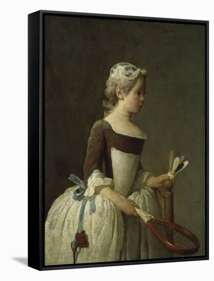 Girl with Racket and Shuttlecock, c.1740-Jean-Baptiste Simeon Chardin-Framed Stretched Canvas