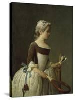 Girl with Racket and Shuttlecock, c.1740-Jean-Baptiste Simeon Chardin-Stretched Canvas