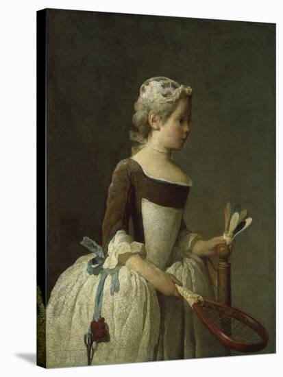 Girl with Racket and Shuttlecock, c.1740-Jean-Baptiste Simeon Chardin-Stretched Canvas