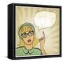 Girl with Raised Hand in Retro Style-natbasil-Framed Stretched Canvas
