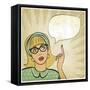 Girl with Raised Hand in Retro Style-natbasil-Framed Stretched Canvas