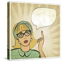 Girl with Raised Hand in Retro Style-natbasil-Stretched Canvas