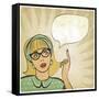 Girl with Raised Hand in Retro Style-natbasil-Framed Stretched Canvas