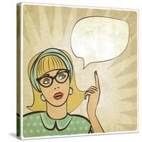 Girl with Raised Hand in Retro Style-natbasil-Stretched Canvas