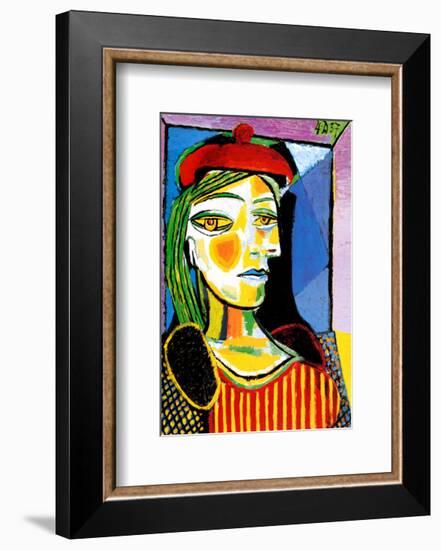 Girl with Red Beret-Pablo Picasso-Framed Art Print